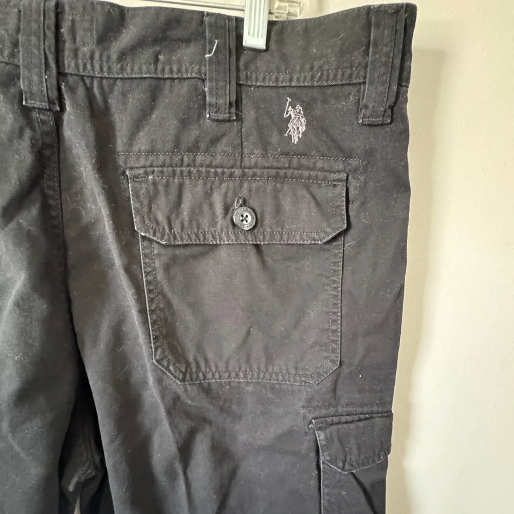 U.S. Polo Association Mens Cargo Shorts Size 38 Black Big Pockets 100% Cotton